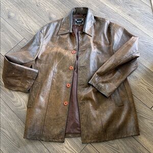 Vera Pelle Brown Leather Trench Coat